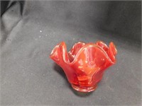 Heavy Red Glass Candle Holder