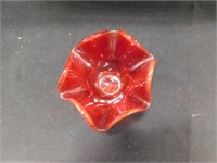 Heavy Red Glass Candle Holder