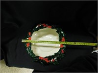 Atlantic Mold Ceramic Holiday Bowl Berry Leaf