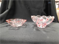 2 Candy Dishes, 1 Pink and 1 Dark Pink and Clear