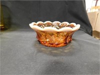 Fenton Art Glass Bowl Amber Grapes Pattern