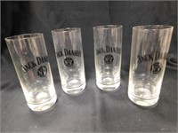 4 Jack Daniels Clear Glasses