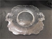 Vintage Clear Glass Handled Platter