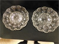 2 Vintage Crystal Type Egg Plates