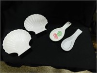 2 Misc. Spoon Rest and 2 Shell Dishes
