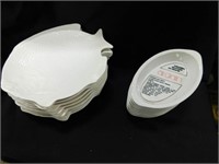 Vintage Pottery Fish Dishes & Oven Potato Dishes