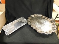 Silver Plated Tray W/Legs & Silver Toned Tray
