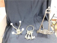 Brass toned Keys, Coat Hanger & Portrait Stand