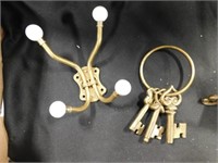 Brass toned Keys, Coat Hanger & Portrait Stand