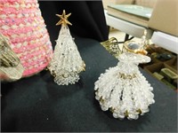 2 Christmas Trees, 2 Owls, 2 Crystal figurines