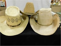 3 Cowboy Hats and 1 Straw Hat