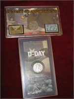 (2) WWII Coin/Stamp Souvenir Panels…Comprised of (