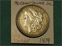 1879 Morgan Silver Dollar VF20…Reverse rim nick.