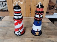 SET OF 2 LIGHTHOUSE OIL LAMPS