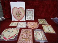 (10)Antique Valentine cards. Die cut.