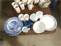 BLUE PLATES, PYREX CUPS, CORELL PLATES & MORE