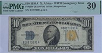 1934A N.Africa $10 WWII Emergency Issue Note VF-30