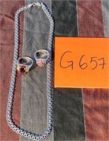 .925 ITALY NECKLACE & 2 RINGS (G657)