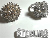 E - LOT OF 2 STERLING SILVER & STONES RINGS (C57)