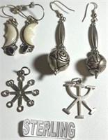 E - STERLING SILVER EARRINGS & CHARMS (C58)