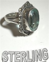 E - STERLING SILVER & STONE RING (C51)