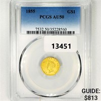 1855 Rare Gold Dollar PCGS-AU50