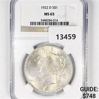 1922-D Silver Peace Dollar NGC-MS65