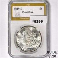 1889-S Morgan Silver Dollar PGA-MS 62