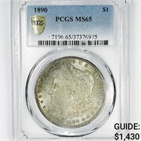 1890 Morgan Silver Dollar PCGS-MS65