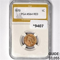 1870 Indian Head Cent PGA-MS64 RED