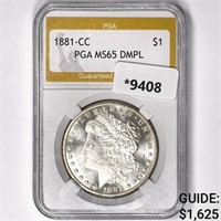 1881-CC Morgan Silver Dollar PGA-MS65 DMPL
