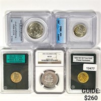 1883-1953 Set (5) 2 5C Gold Plated, 25C, 2 50C