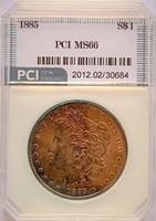 1885 Morgan Silver Dollar PCI MS-66 + Toning