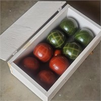 Vintage Bocce Ball Game in Wood Box