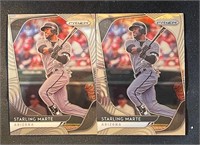 STARLING MARTE LOT OF 2 PRIZM TRADING CARD