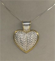 Sterling Silver Mexico Two Tone Heart Pendant