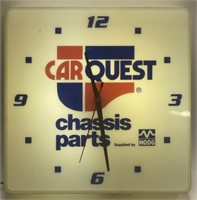 Vintage Car Quest Lighted Advertising Clock By