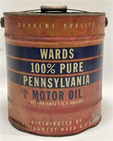 Vintage Wards Pennsylvania Motor Oil 5 Gallon Can