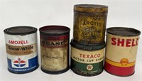 Lot Of Vintage Automotive Grease Cans / Shell /