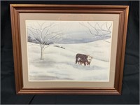 Print - "Snowy" Cow
24x19.5