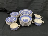 Blue Colonial Dishes w/cream & sugar - 1 tea cup