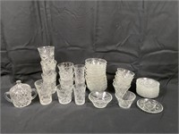 Cut glass set - various sizes bowls and glasses