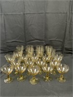 Amber Colored Glass Set - 7 tea glasses/7 water