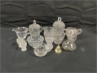 Cut Glass Collection w/ small brass bell