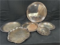 Silver Plates Platters - 5 platters and 1 trivet