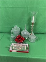 Cut Glass Collection w/ silver plated bowl &