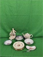 MIsc. serving plates/bowls/tea pot/plates and
