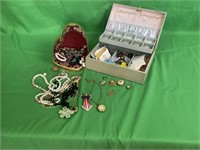 2 jewelry boxes and lot of costume jewelry