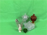 Glass/ceramic Lot - 3 candy dishes, ice bucket,