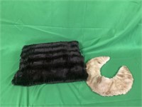 Faux fur throw and fur collar